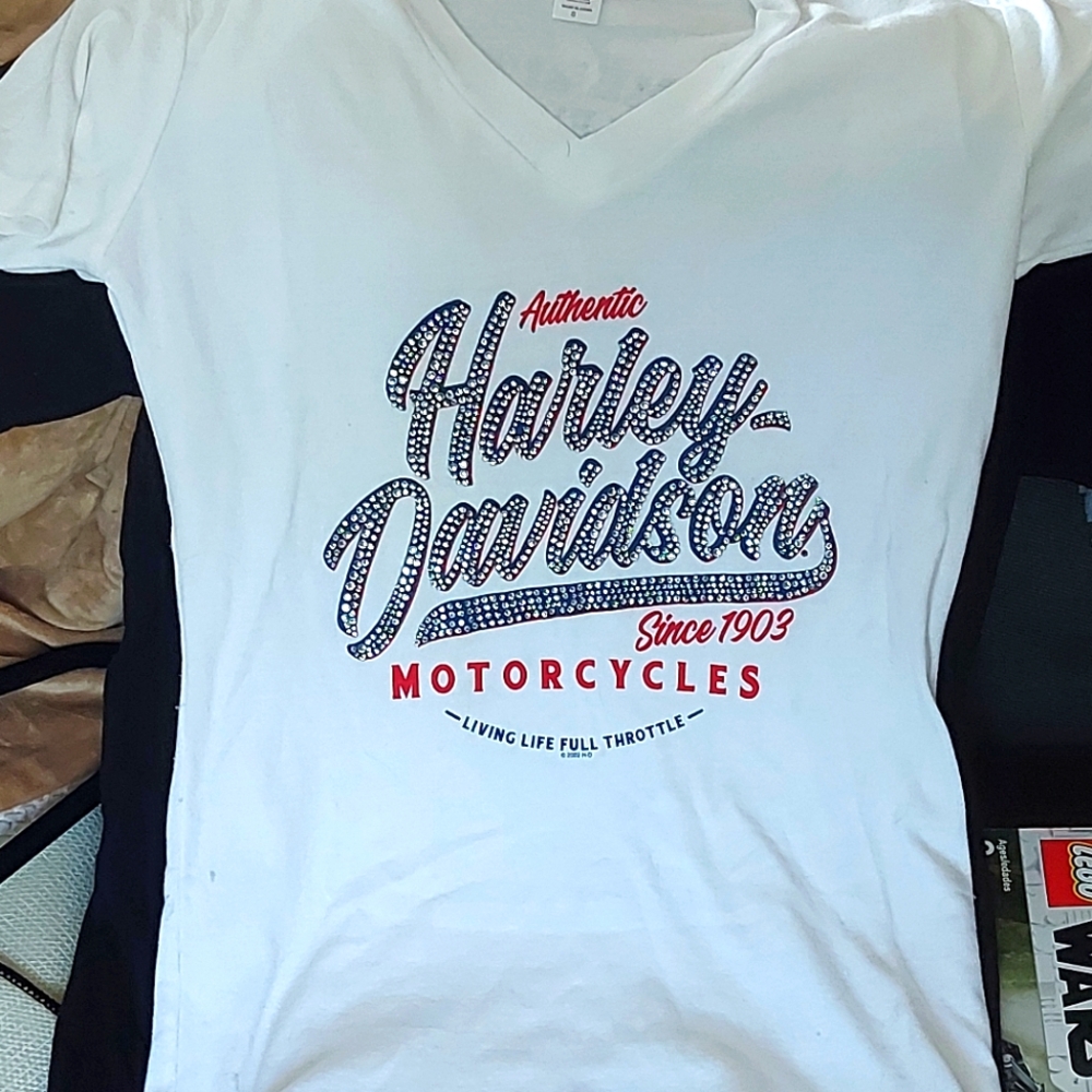 Harley Davidson Authentic t shirt with rhinestones